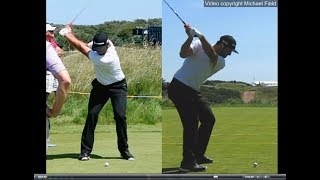 Jon Rahm golf swing  Long Iron faceon amp downtheline July 2017 [upl. by Abell]