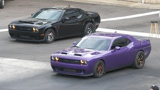 Dodge Demon vs Redeye Hellcat  drag racing of modern muscle cars [upl. by Marjie616]