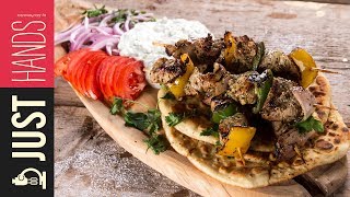 Greek pork souvlaki  Akis Petretzikis [upl. by Allerim]