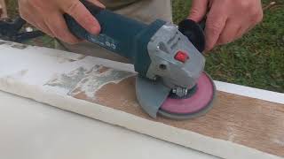 Removing wood paint with grinder and Flap disk [upl. by Llednov]